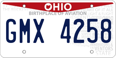 OH license plate GMX4258
