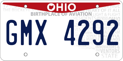 OH license plate GMX4292