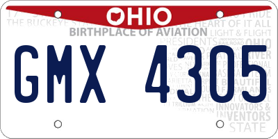 OH license plate GMX4305