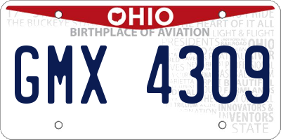 OH license plate GMX4309