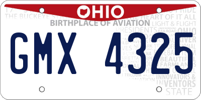 OH license plate GMX4325