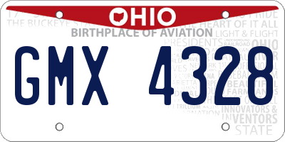 OH license plate GMX4328