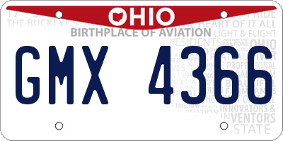 OH license plate GMX4366