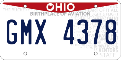 OH license plate GMX4378