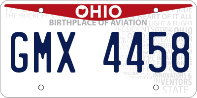 OH license plate GMX4458