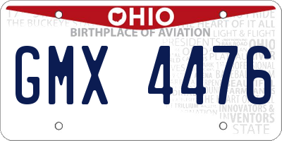 OH license plate GMX4476