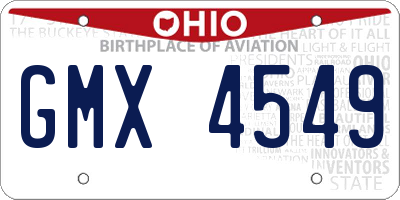 OH license plate GMX4549