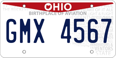 OH license plate GMX4567