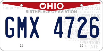 OH license plate GMX4726