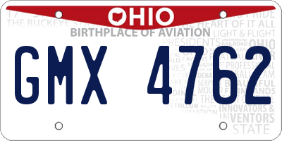 OH license plate GMX4762