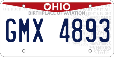 OH license plate GMX4893