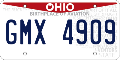 OH license plate GMX4909