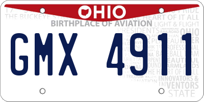 OH license plate GMX4911