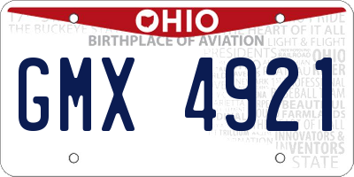 OH license plate GMX4921