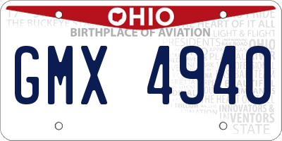 OH license plate GMX4940
