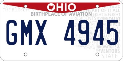 OH license plate GMX4945