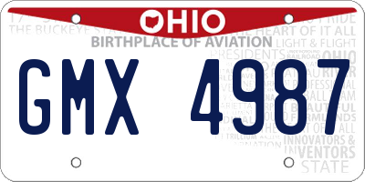 OH license plate GMX4987