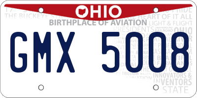OH license plate GMX5008