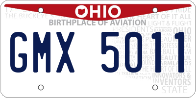 OH license plate GMX5011