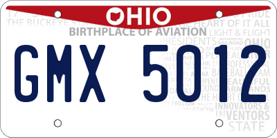 OH license plate GMX5012