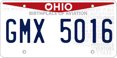 OH license plate GMX5016