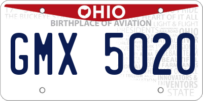 OH license plate GMX5020