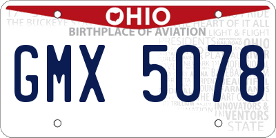 OH license plate GMX5078