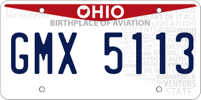 OH license plate GMX5113