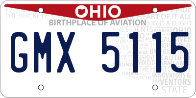 OH license plate GMX5115