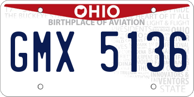 OH license plate GMX5136