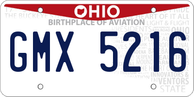 OH license plate GMX5216