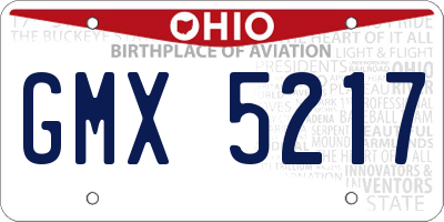 OH license plate GMX5217