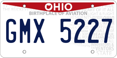 OH license plate GMX5227