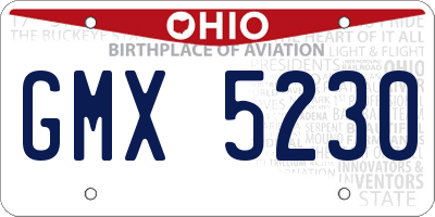 OH license plate GMX5230