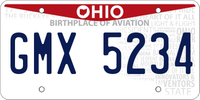 OH license plate GMX5234