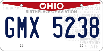 OH license plate GMX5238