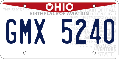 OH license plate GMX5240