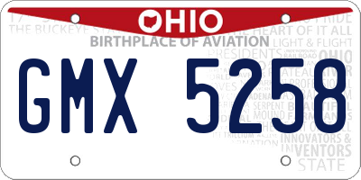 OH license plate GMX5258
