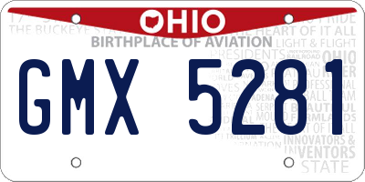 OH license plate GMX5281