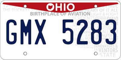 OH license plate GMX5283