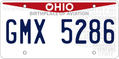 OH license plate GMX5286