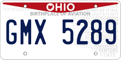 OH license plate GMX5289