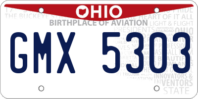 OH license plate GMX5303