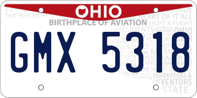 OH license plate GMX5318