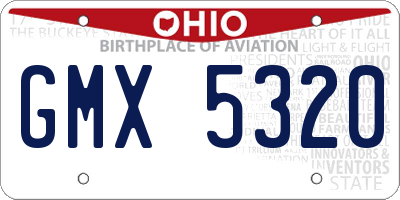 OH license plate GMX5320