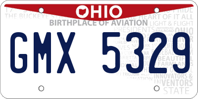 OH license plate GMX5329