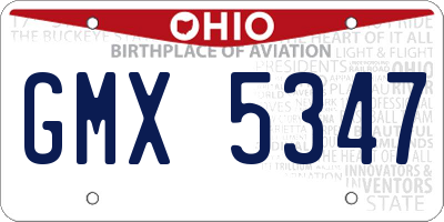 OH license plate GMX5347