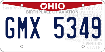 OH license plate GMX5349