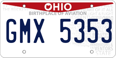 OH license plate GMX5353