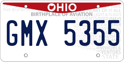 OH license plate GMX5355